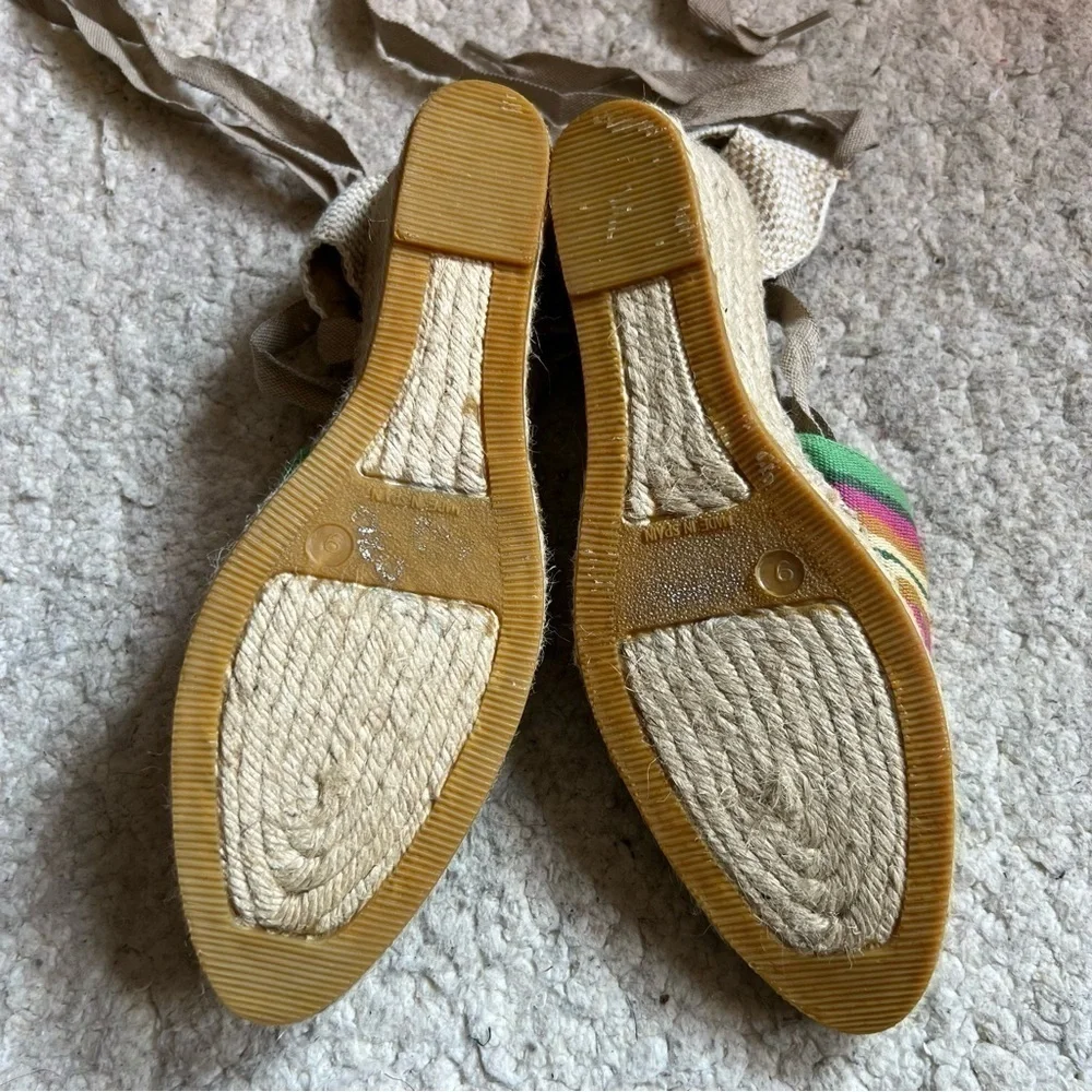 Elena Solano Multicolored striped Wrap Around Espadrille Wedges